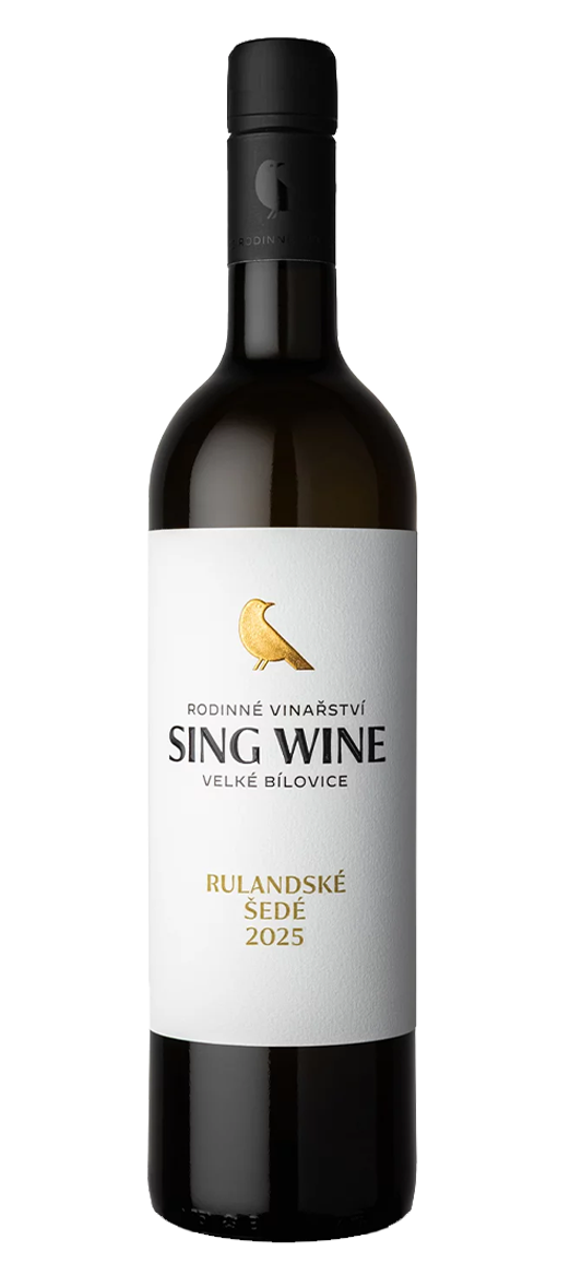 Láhev bílého vína Rulandské šedé 2025, Sing Wine – hezkavina